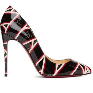 Christian Louboutin Multicolor Ribbon Print Pigalle 100 Heels
